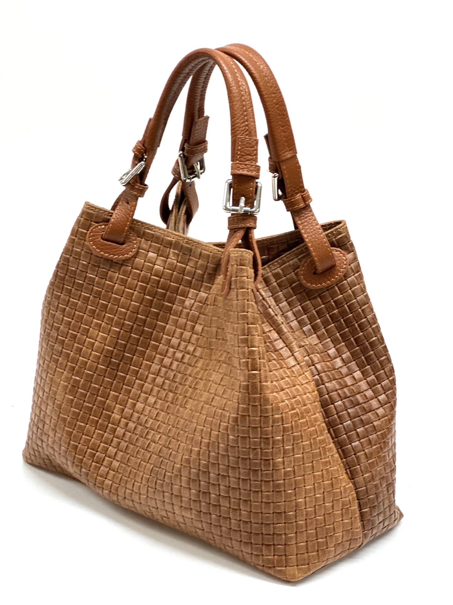 "Michela" handbag in woven suede 100% Made in Italy