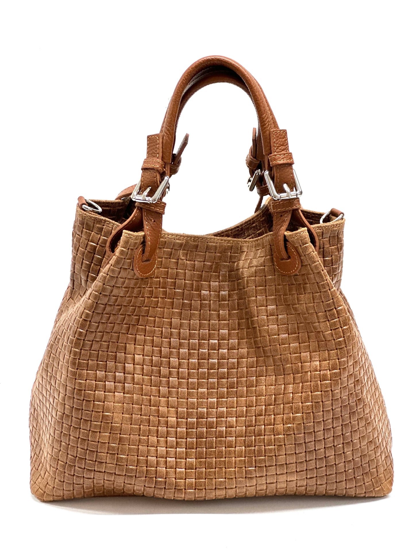 "Michela" handbag in woven suede 100% Made in Italy