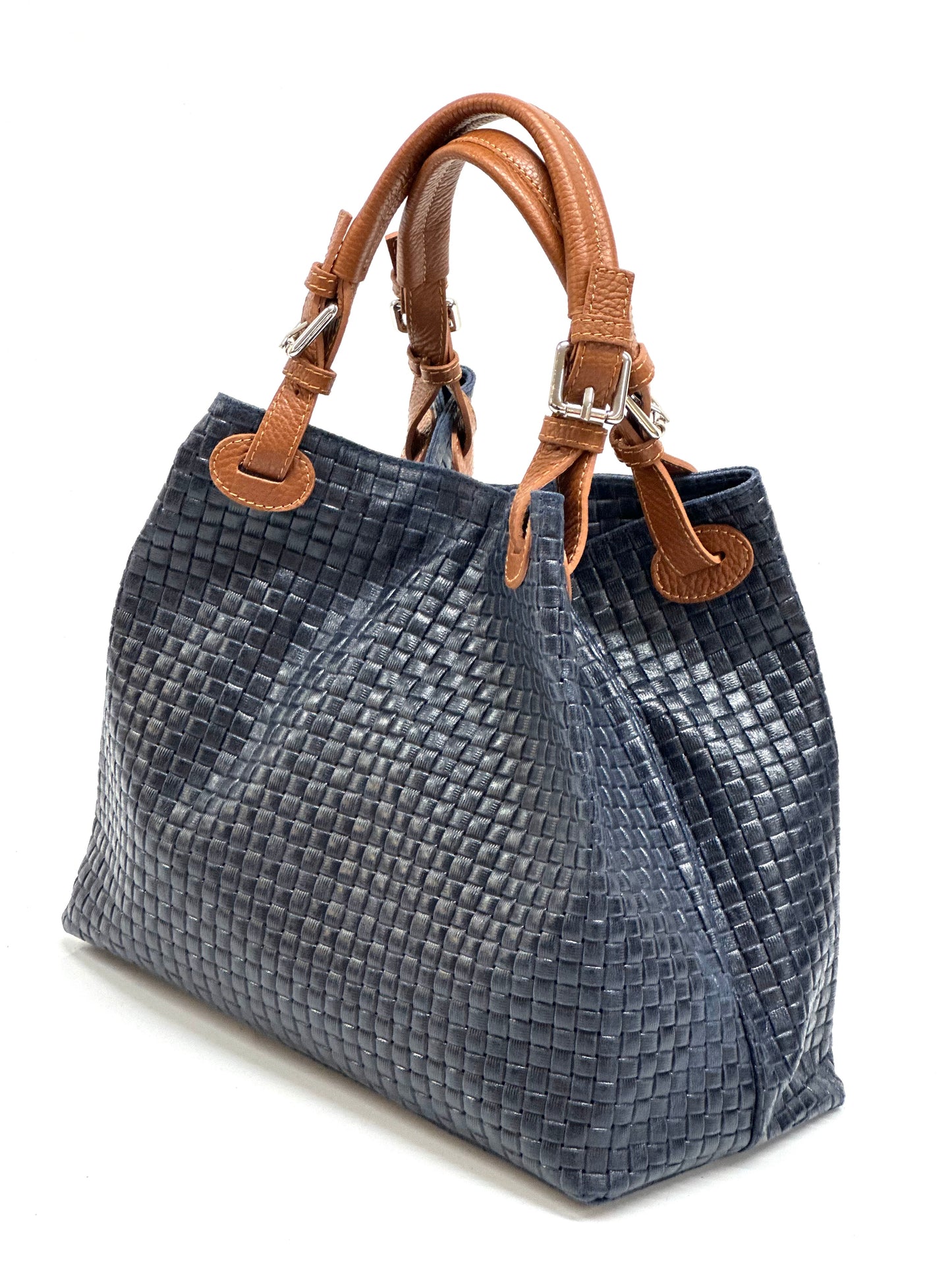 "Michela" handbag in woven suede 100% Made in Italy