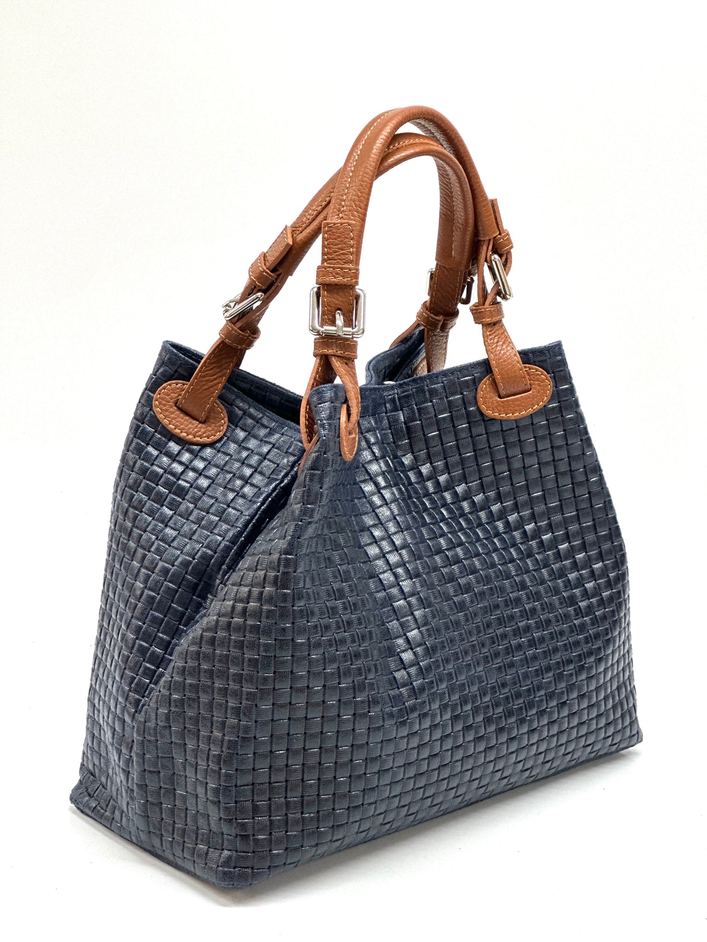 "Michela" handbag in woven suede 100% Made in Italy