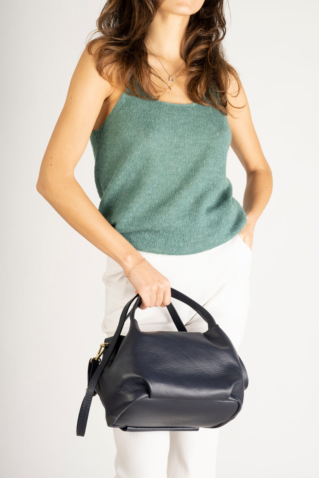 Borsa a mano "Chiara" in pelle naturale calfskin