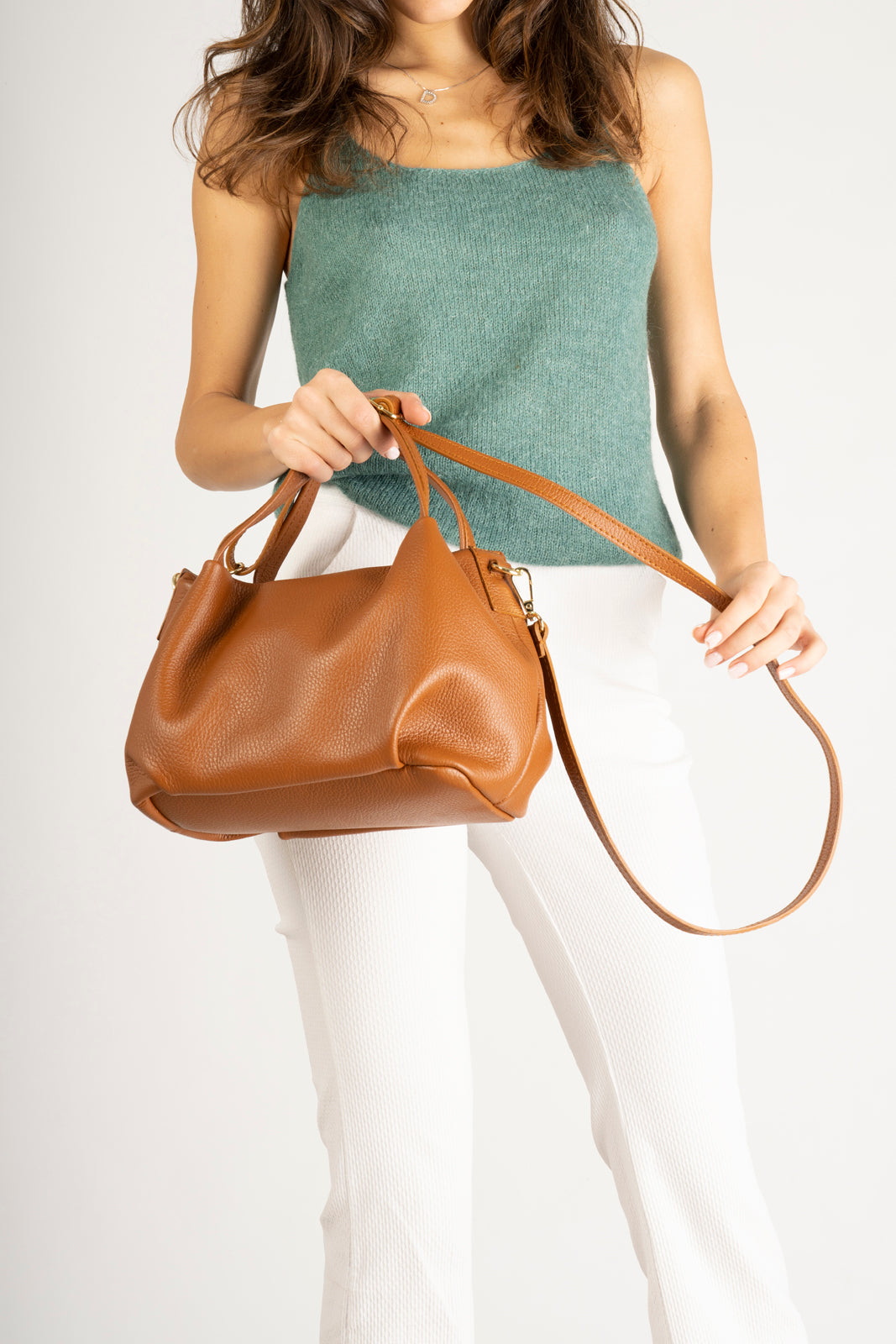 Borsa a mano "Chiara" in pelle naturale calfskin