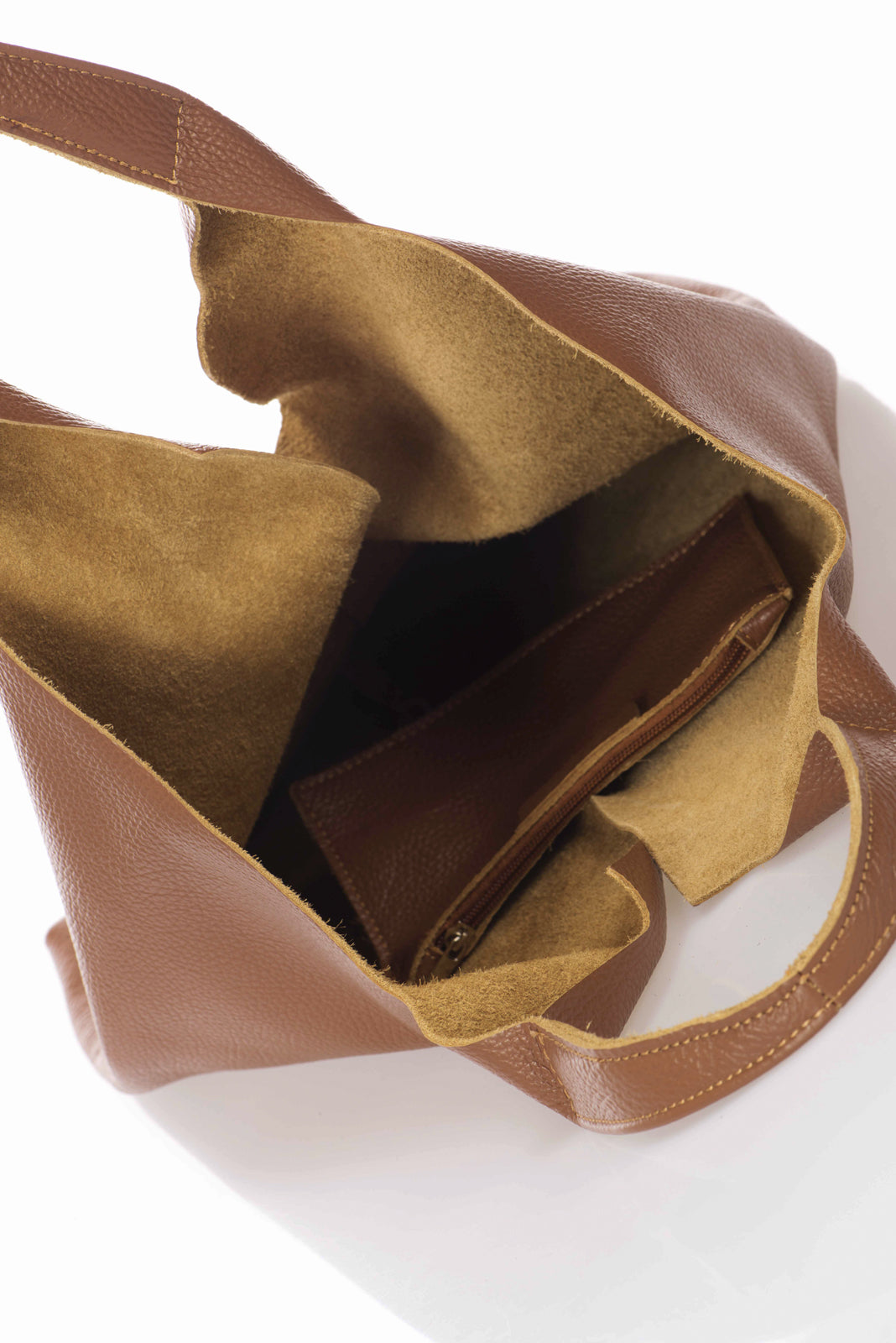 Borsa Hobo "Carlotta" in pelle morbida naturale Dollaro.